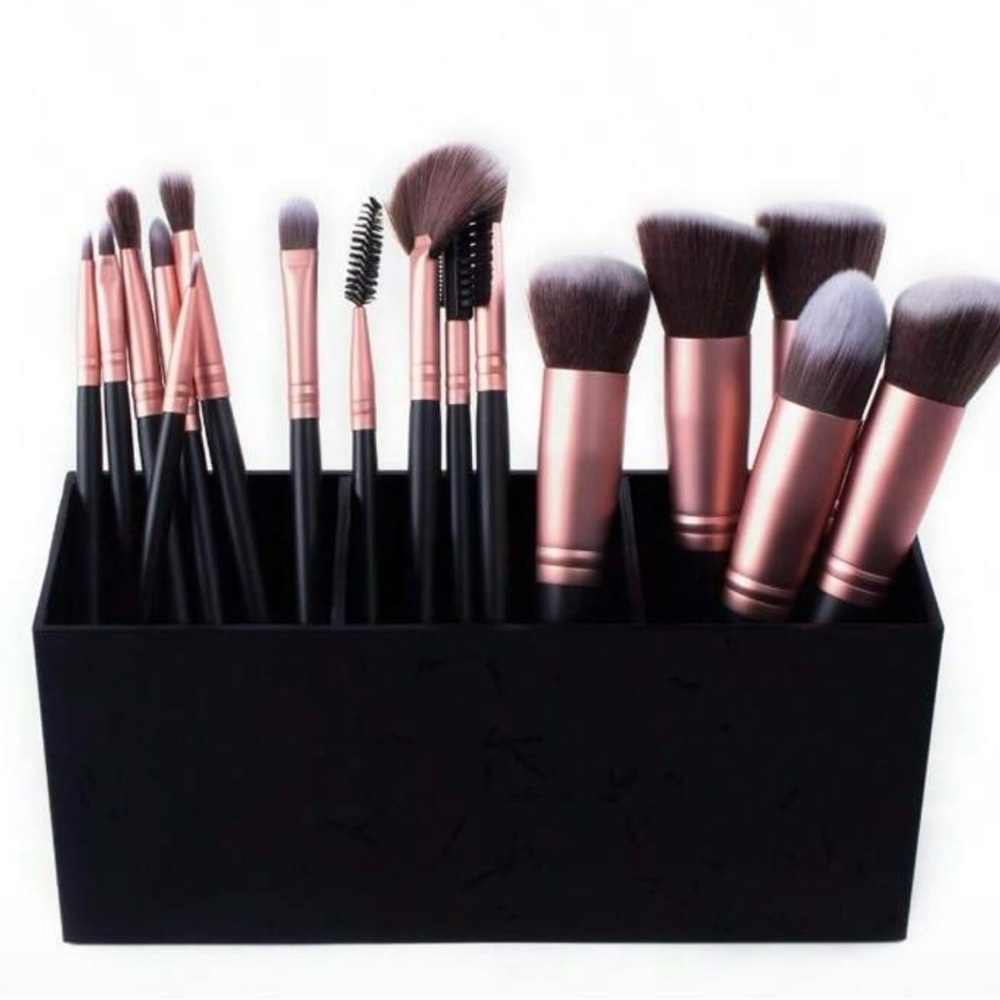 Makeup Brush Holder - Black and Gold